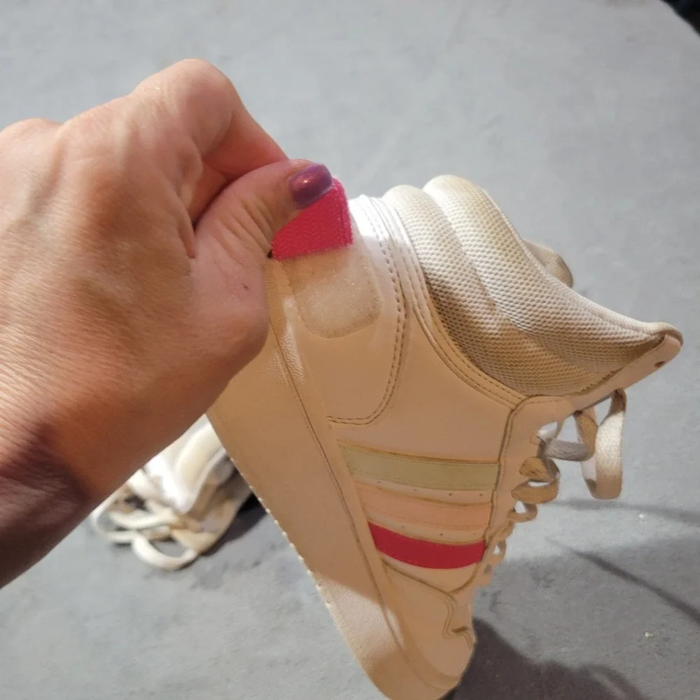 Adidas Hoops 3.0 Mid Womens 8.5 White Pink Pastel GX7 Basketball Sneaker Retro‎